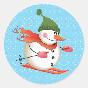 Autocollants brillants Bonhomme de neige faisant d