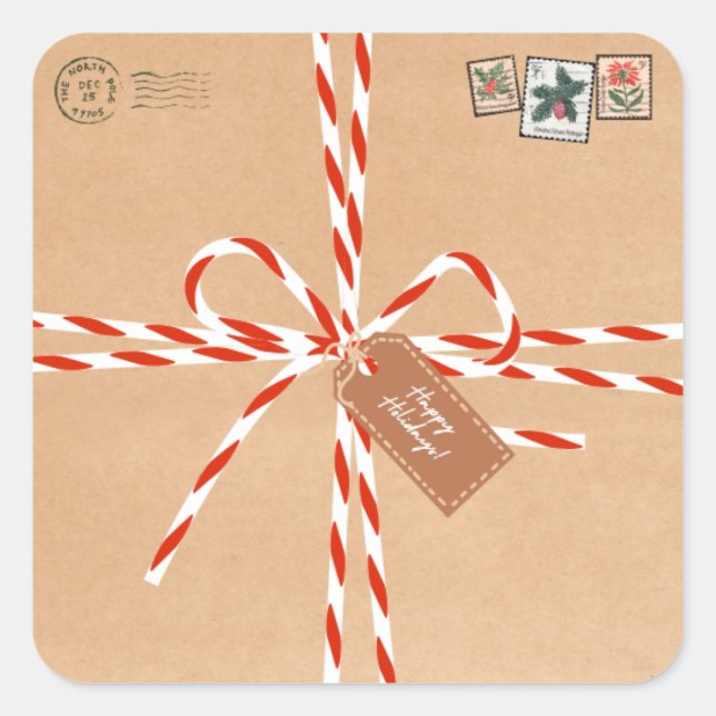 Autocollants Cadeaux Rustiques - Canne à Sucre & S (Devant)