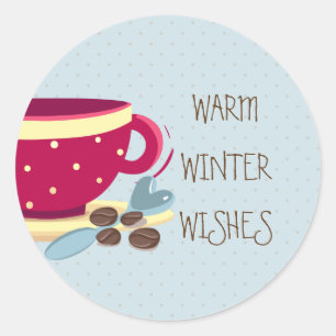 autocollants Café chaud Vœux d'hiver les plus chal