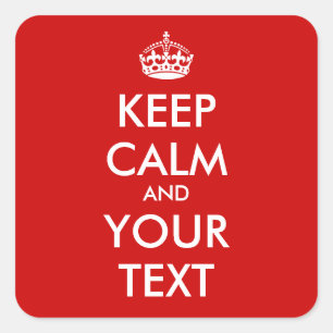 Autocollants carré Keep Calm modèle personnalisa