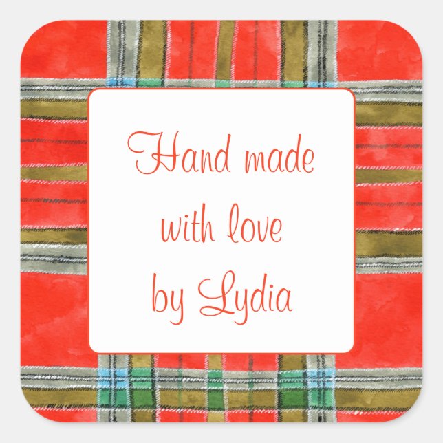 Autocollants Carré "Mains Made" MAC BAIN TARTAN 3" (Devant)