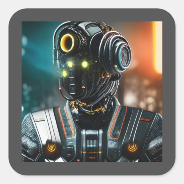 Autocollants carré Robot 3 (Devant)