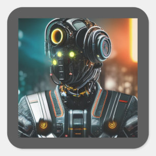 Autocollants carré Robot 3