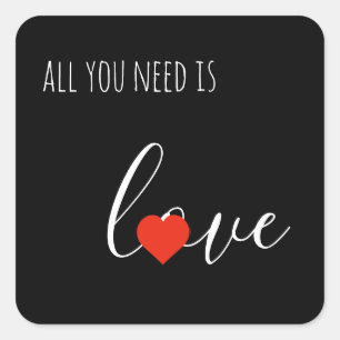 Autocollants carrés All You Need Is Love