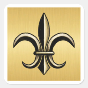 Autocollants carrés Fleur De Lis Dorée