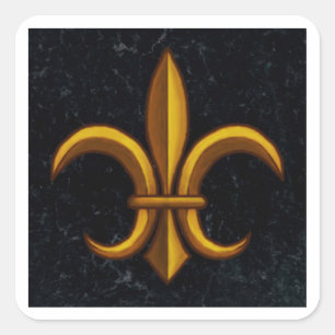 Autocollants carrés Fleur De Lis en marbre foncé