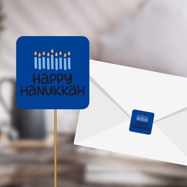 Autocollants carrés Joyeux Hanukkah (Créateur téléchargé)