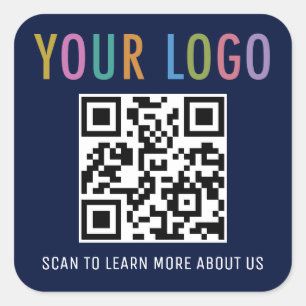 Autocollants Code QR Bleu Marine Logo Entreprise C