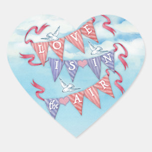 Autocollants Cœur Mariage ou Shower Bunting Vintag