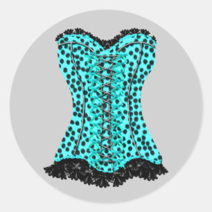 Autocollants corset élégant sarcelle bleu léopard