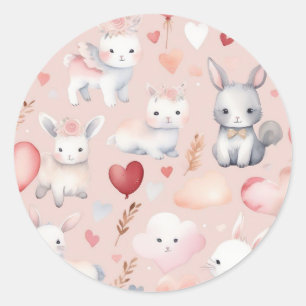 Autocollants Cupid Bunny & Lamb – Bébé aquarelle