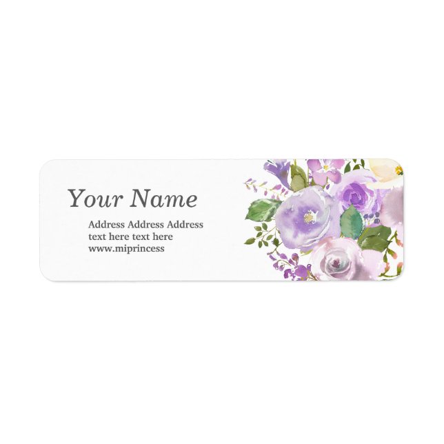 autocollants d'adresse de retour floraux violets (Devant)