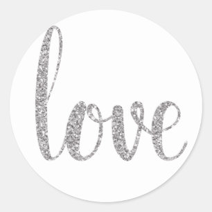 Autocollants d'amour argent, police de parties sci