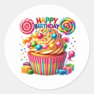 Autocollants d'anniversaire Cupcake