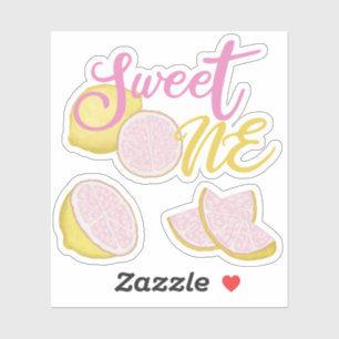 Autocollants d'anniversaire Sweet One Pink Lemonad