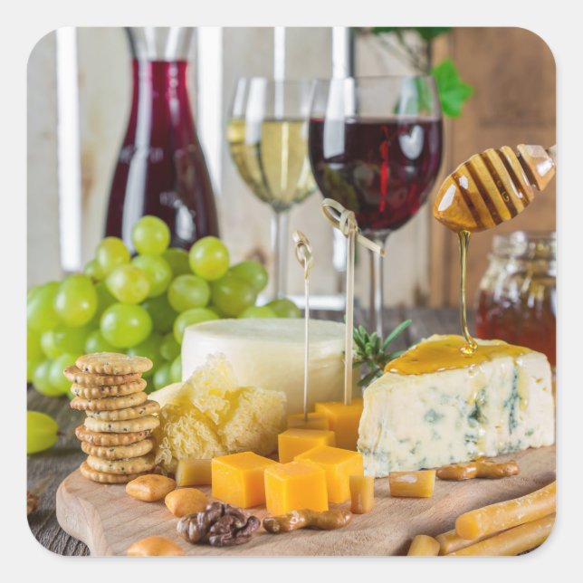 Autocollants d'apéritifs de Cheeseplate de vin et (Devant)