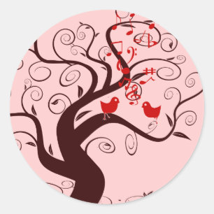 Autocollants d'arbre de tourbillon d'oiseau mignon
