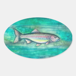 Autocollants d'art aquarelle de truite arc-en-ciel
