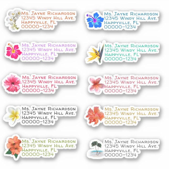 Autocollants de Adresse de Retour en Forme de Fleu (Devant)