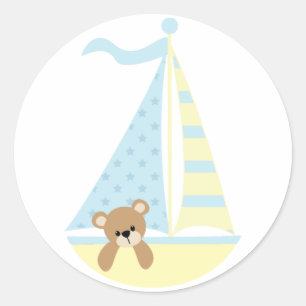 Autocollants de baby shower d'ours de bateau à