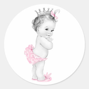 Autocollants de Baby Shower Rose Vintage Princesse