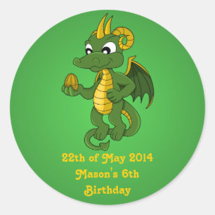 Autocollants de bande dessinée de dragon vert