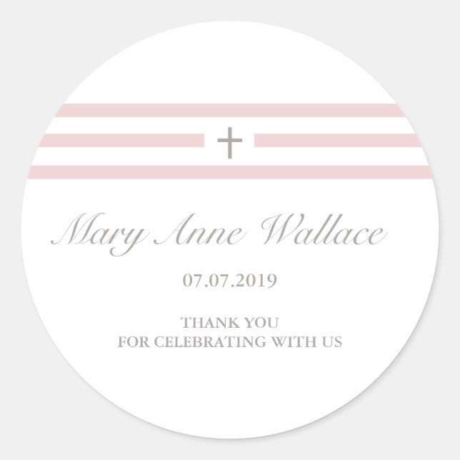 Autocollants de baptême rose (Devant)