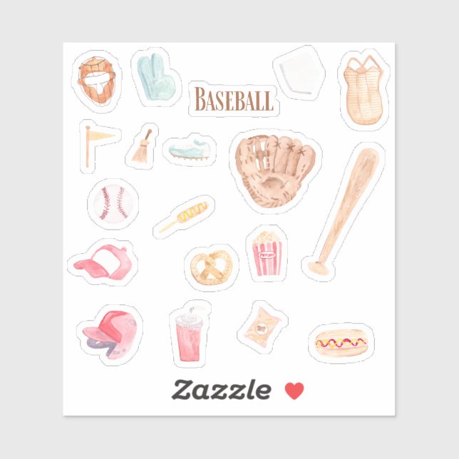 Autocollants de baseball aquarelle (Feuille)