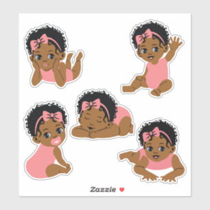 Autocollants de bébé fille noire américaine mignon
