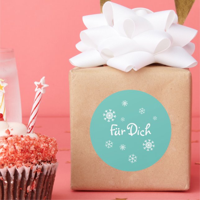 Autocollants de cadeau - étoiles de neige - turquo (Fête)