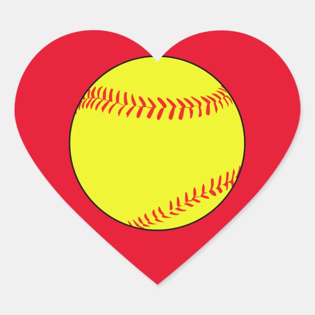 Autocollants de carrosserie de coeur de softball p (Devant)