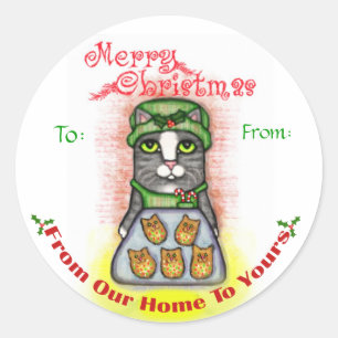 Autocollants de chat de Baker de biscuit de Joyeux