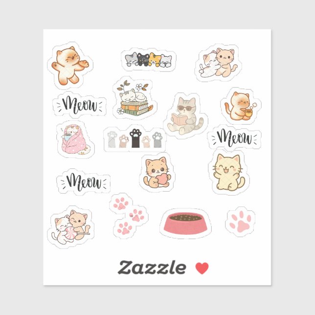 Autocollants de chat mignon (Feuille)