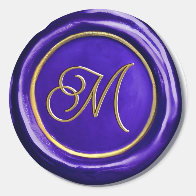 Autocollants de cire à cacheter de monogramme viol (Devant)