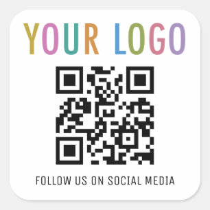 Autocollants de code QR carré avec logo Réseaux So