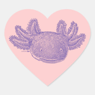 Autocollants de coeur de Axolotl - VIOLET & ROSE -