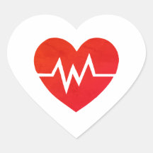 Autocollants de cœur EKG médicaux rouges
