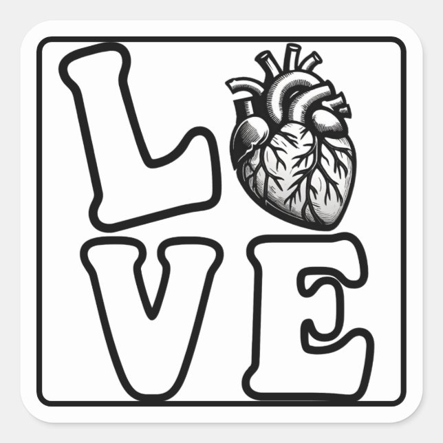 Autocollants de cœur humain anatomique LOVE (Devant)
