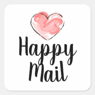 autocollants de commerce carré de courrier heureux