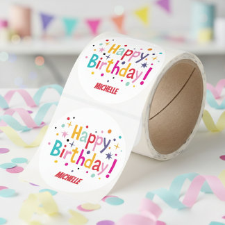 Autocollants de confettis d'anniversaire rétro