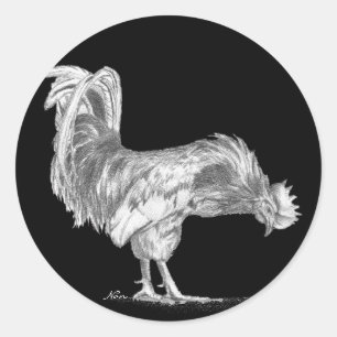 Autocollants de coq noir et blanc