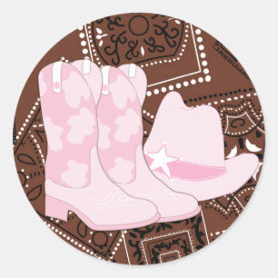 Autocollants de cowgirl marron rose