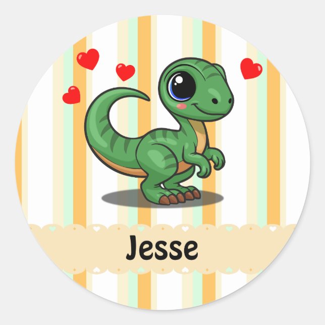 Autocollants de dinosaure Vélociraptor personnalis (Devant)