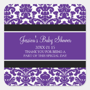Autocollants de faveur de baby shower de damassé