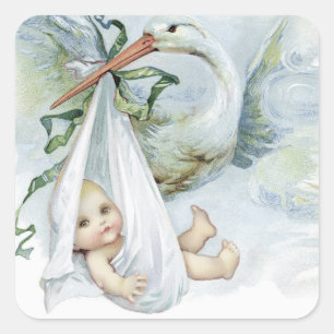 Autocollants de Faveur de Baby Shower Garçon Cigog
