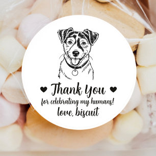 Autocollants de faveur de mariage de chien Jack Ru