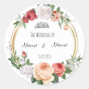 Autocollants de faveur de mariage floraux 
