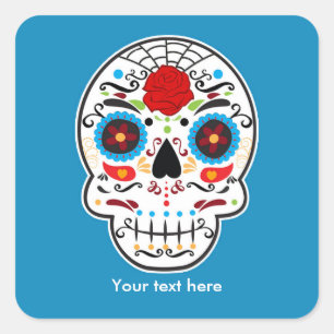 Autocollants de fête bleus Sugar Skull Day of the