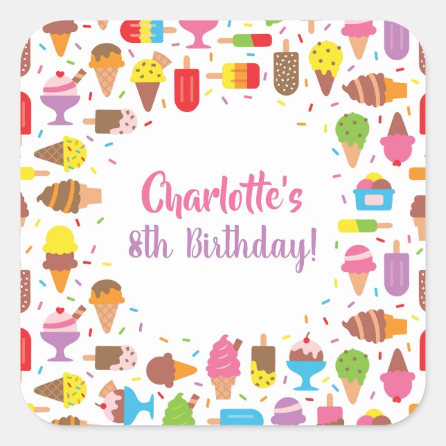 Autocollants de fête d'anniversaire à motif de gla (Devant)