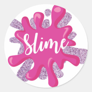 Autocollants de fête d'anniversaire slime en rose